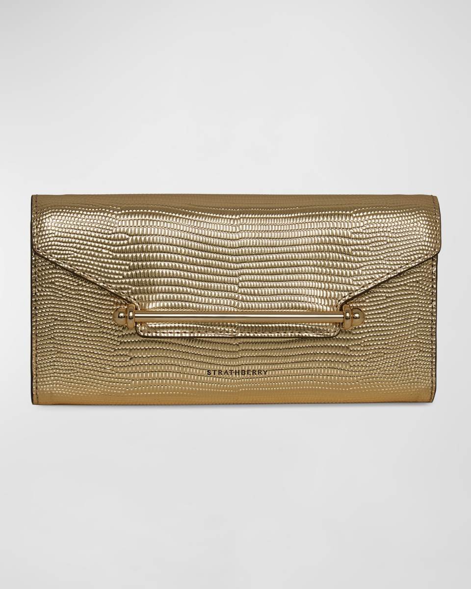 Multrees Metallic Lizard-Embossed Wallet on Chain